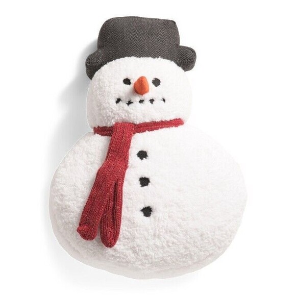 Isaac Mizrahi Sherpa Snowman Shaped Pillow 14x22 Holiday Winter Christmas NEW - Picture 8 of 10
